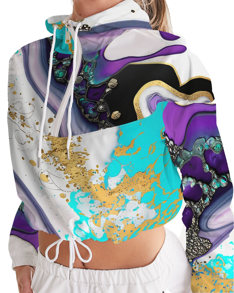 Arty cropped windbreaker for girls. Streetwear Top. Activewear Top. Runners top. Artz by WickedYo.